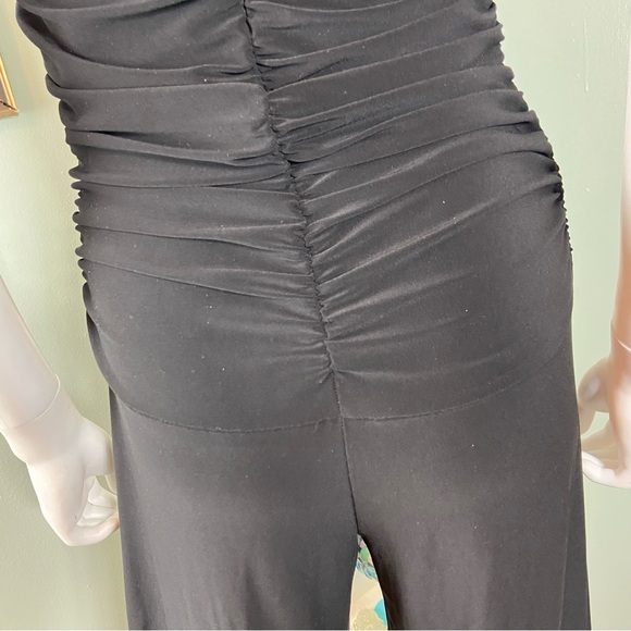Norma Kamali KamaliKulture Black Sleeveless Shirred Ruched Wide Leg Jumpsuit S - Picture 11 of 14
